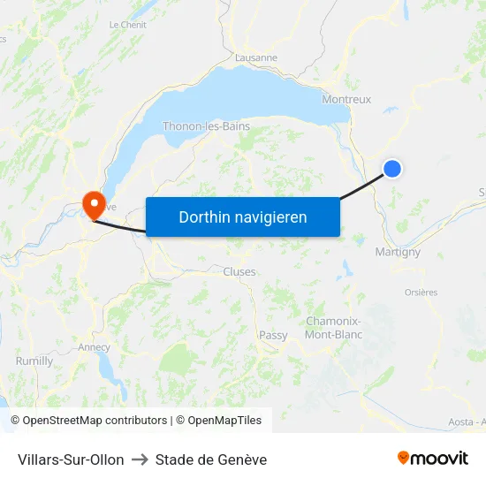 Villars-Sur-Ollon to Stade de Genève map