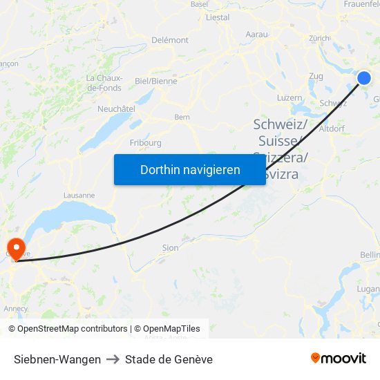 Siebnen-Wangen to Stade de Genève map