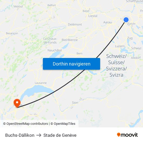 Buchs-Dällikon to Stade de Genève map