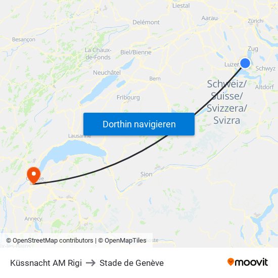 Küssnacht AM Rigi to Stade de Genève map