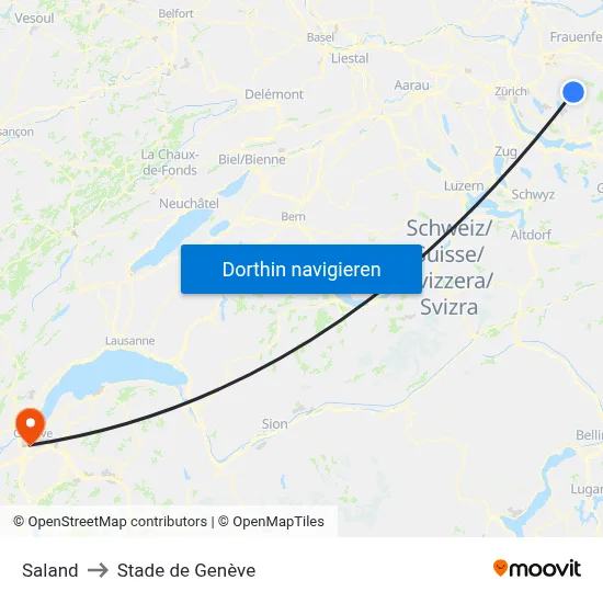 Saland to Stade de Genève map