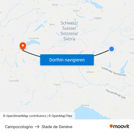 Campocologno to Stade de Genève map
