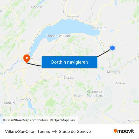 Villars-Sur-Ollon, Tennis to Stade de Genève map