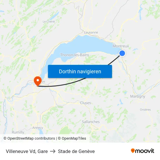 Villeneuve Vd, Gare to Stade de Genève map