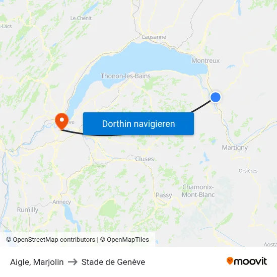 Aigle, Marjolin to Stade de Genève map