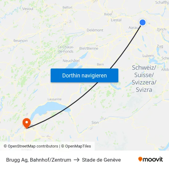 Brugg Ag, Bahnhof/Zentrum to Stade de Genève map