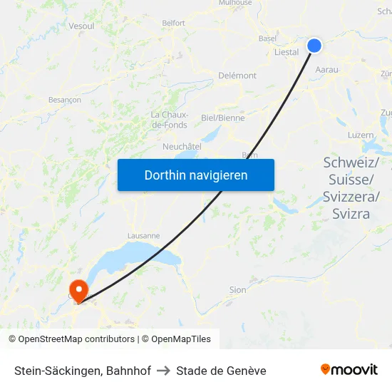 Stein-Säckingen, Bahnhof to Stade de Genève map