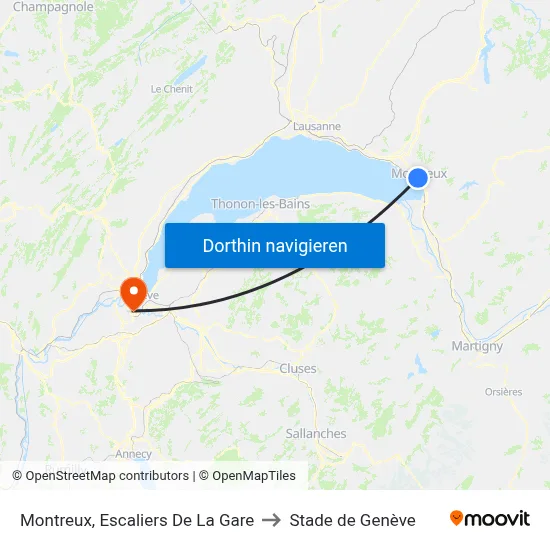 Montreux, Escaliers De La Gare to Stade de Genève map