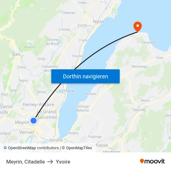 Meyrin, Citadelle to Yvoire map