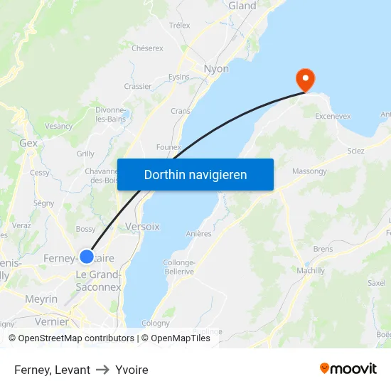Ferney, Levant to Yvoire map