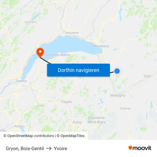 Gryon, Bois-Gentil to Yvoire map