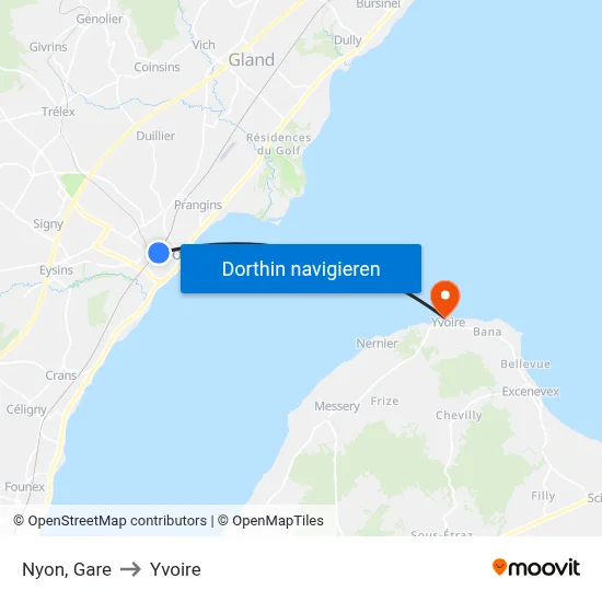 Nyon, Gare to Yvoire map