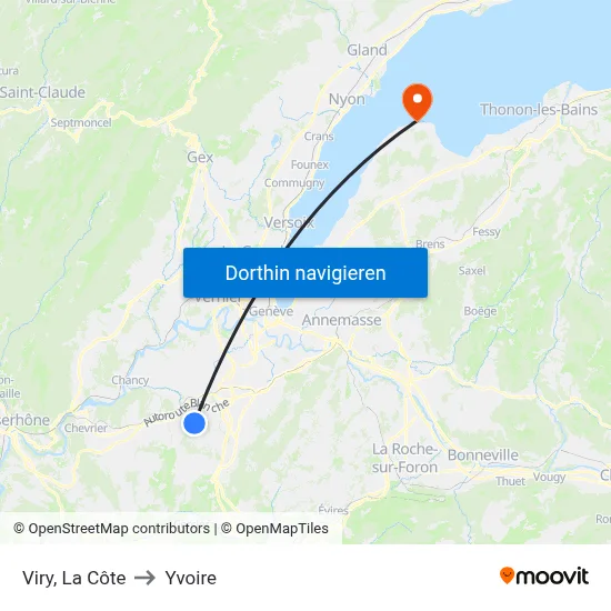 Viry, La Côte to Yvoire map