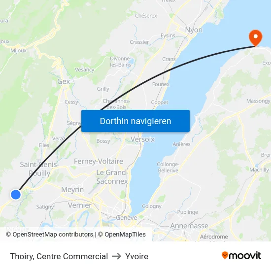 Thoiry, Centre Commercial to Yvoire map