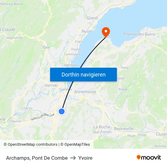 Archamps, Pont De Combe to Yvoire map