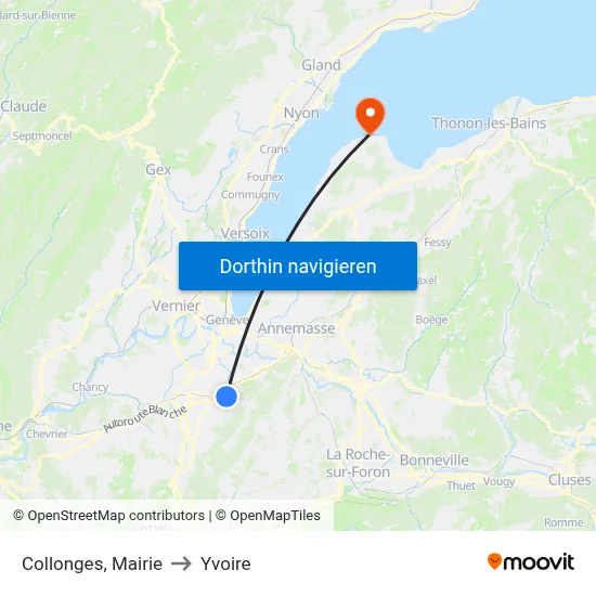 Collonges, Mairie to Yvoire map