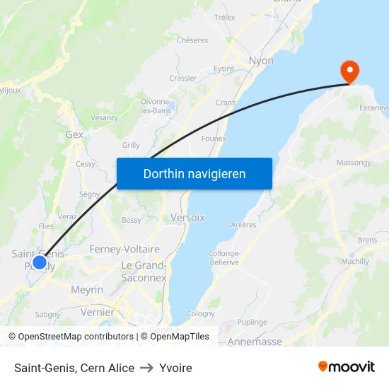Saint-Genis, Cern Alice to Yvoire map