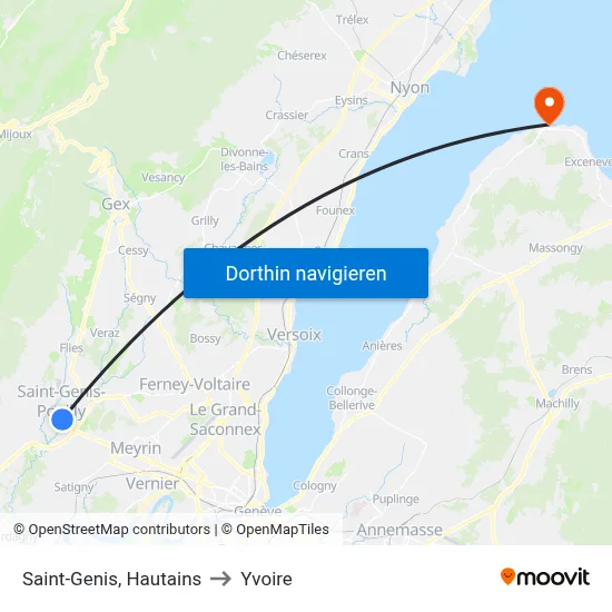 Saint-Genis, Hautains to Yvoire map
