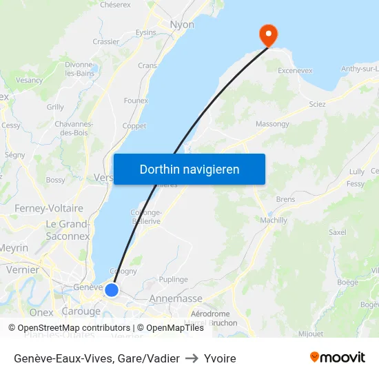 Genève-Eaux-Vives, Gare/Vadier to Yvoire map