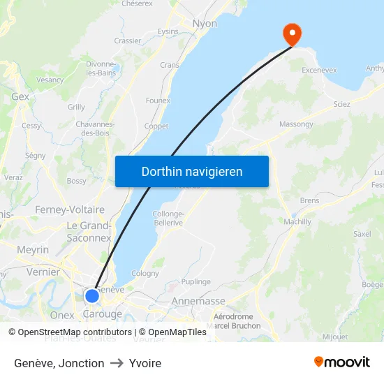 Genève, Jonction to Yvoire map