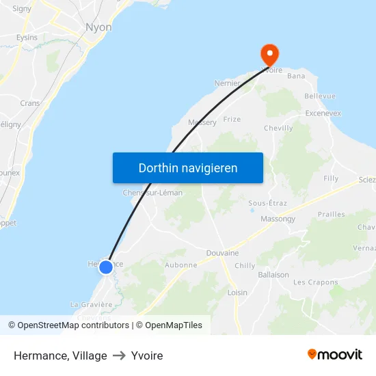 Hermance (Lac) to Yvoire map