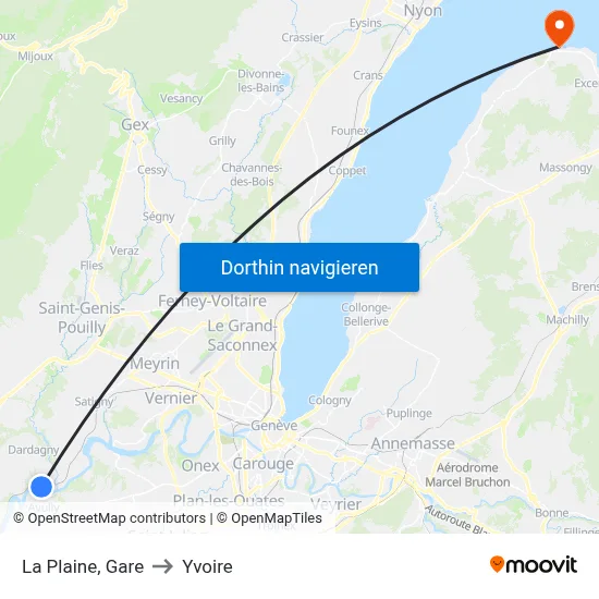 La Plaine, Gare to Yvoire map