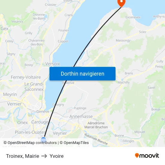 Troinex, Mairie to Yvoire map