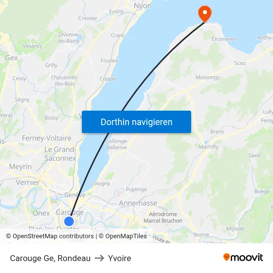 Carouge Ge, Rondeau to Yvoire map