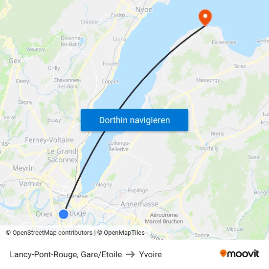 Lancy-Pont-Rouge, Gare/Etoile to Yvoire map