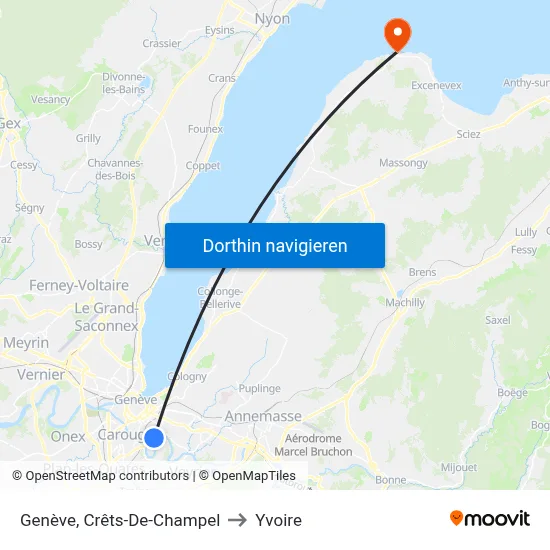 Genève, Crêts-De-Champel to Yvoire map