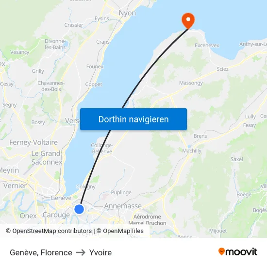 Genève, Florence to Yvoire map