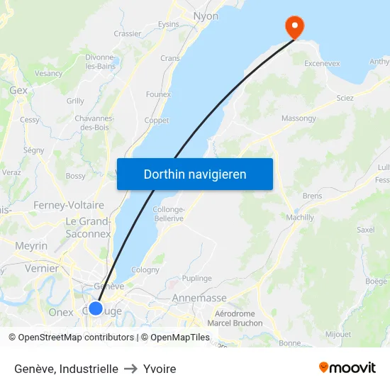 Genève, Industrielle to Yvoire map