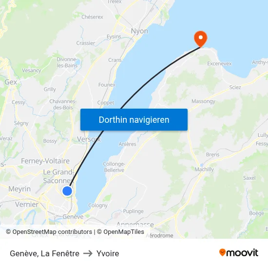 Genève, La Fenêtre to Yvoire map