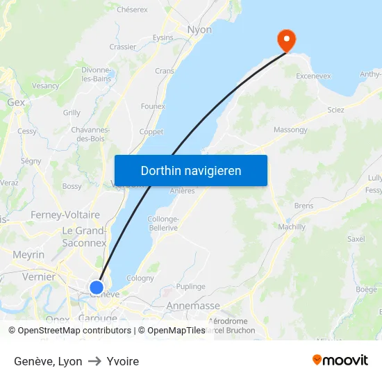 Genève, Lyon to Yvoire map