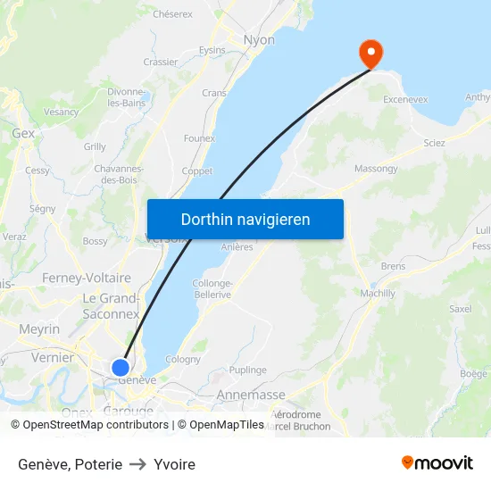 Genève, Poterie to Yvoire map