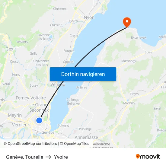 Genève, Tourelle to Yvoire map