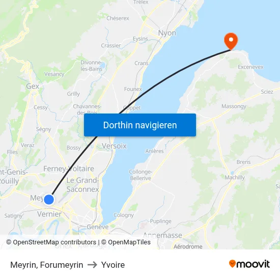 Meyrin, Forumeyrin to Yvoire map