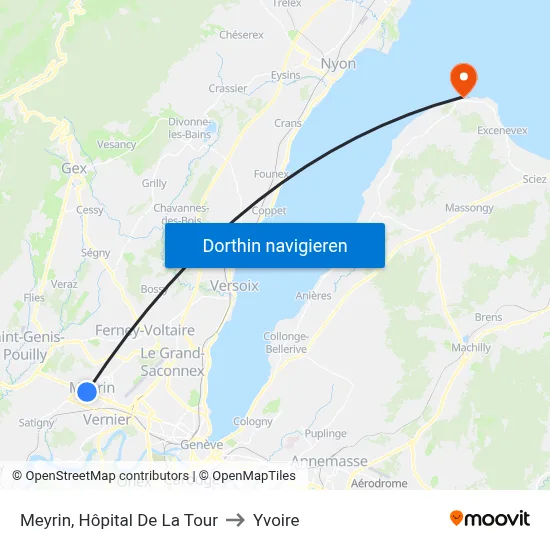Meyrin, Hôpital De La Tour to Yvoire map