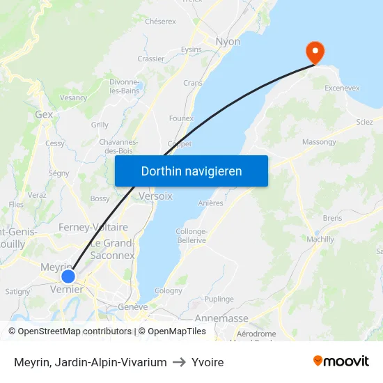Meyrin, Jardin-Alpin-Vivarium to Yvoire map