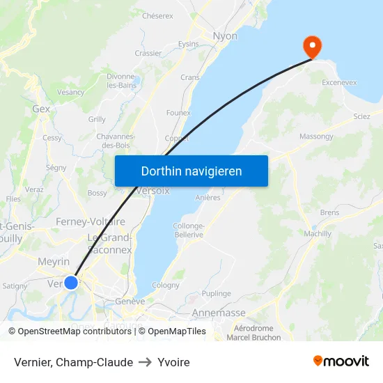 Vernier, Champ-Claude to Yvoire map