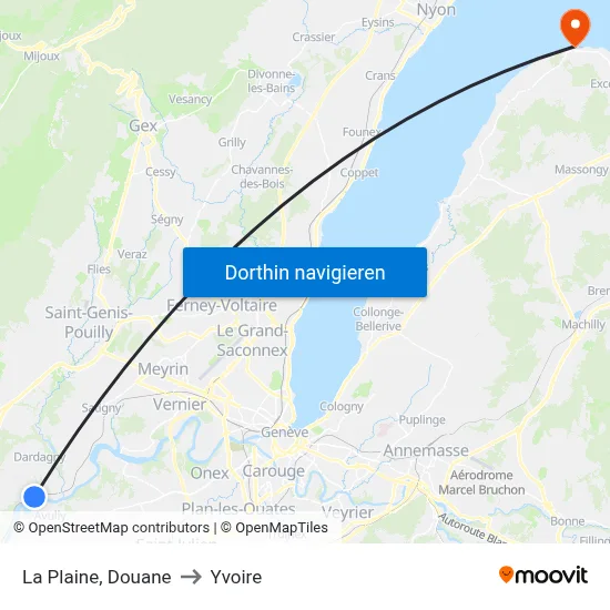 La Plaine, Douane to Yvoire map
