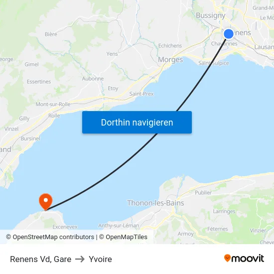 Renens Vd, Gare/Epenex to Yvoire map