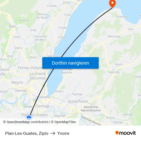 Plan-Les-Ouates, Ziplo to Yvoire map