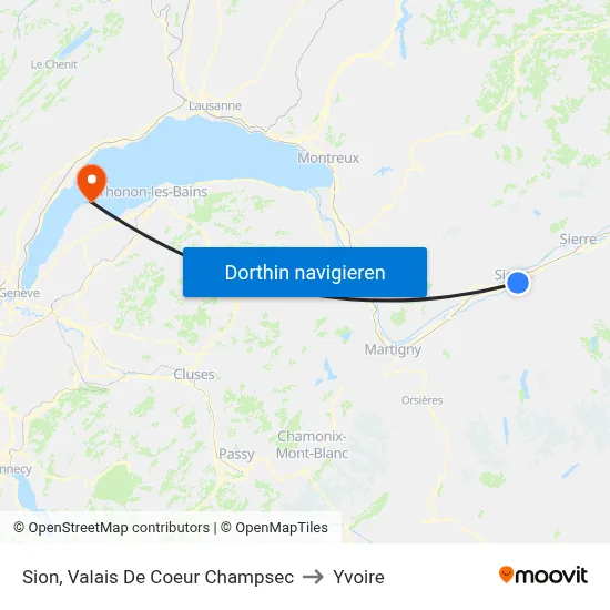 Sion, Valais De Coeur Champsec to Yvoire map