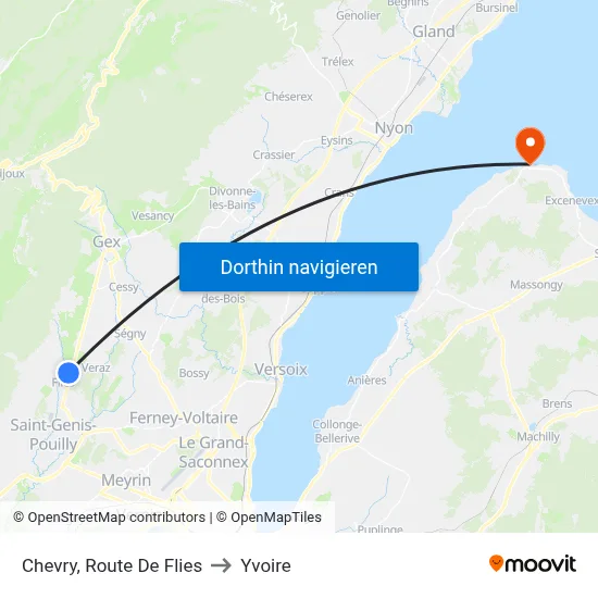 Chevry, Route De Flies to Yvoire map