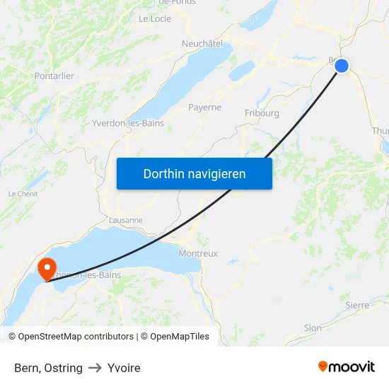 Bern, Ostring to Yvoire map