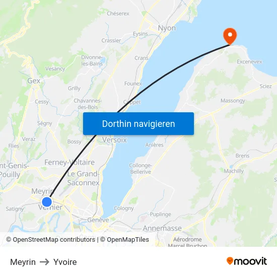 Meyrin to Yvoire map