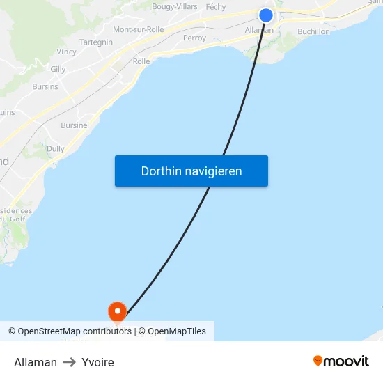 Allaman to Yvoire map