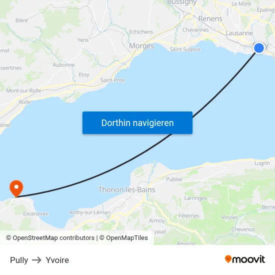 Pully to Yvoire map