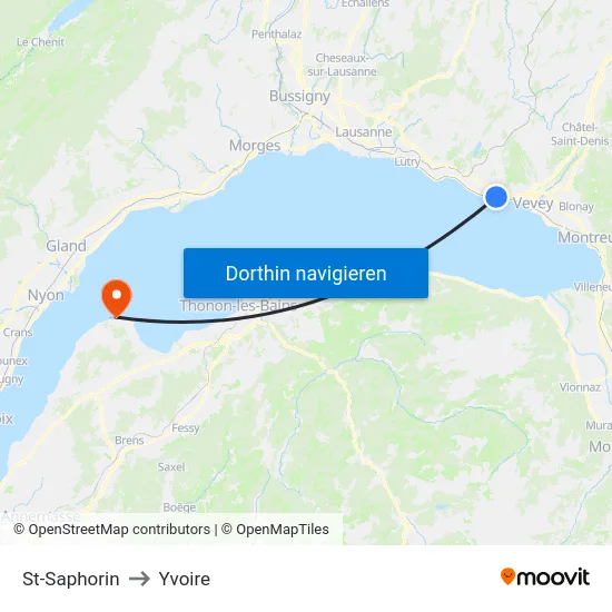 St-Saphorin to Yvoire map